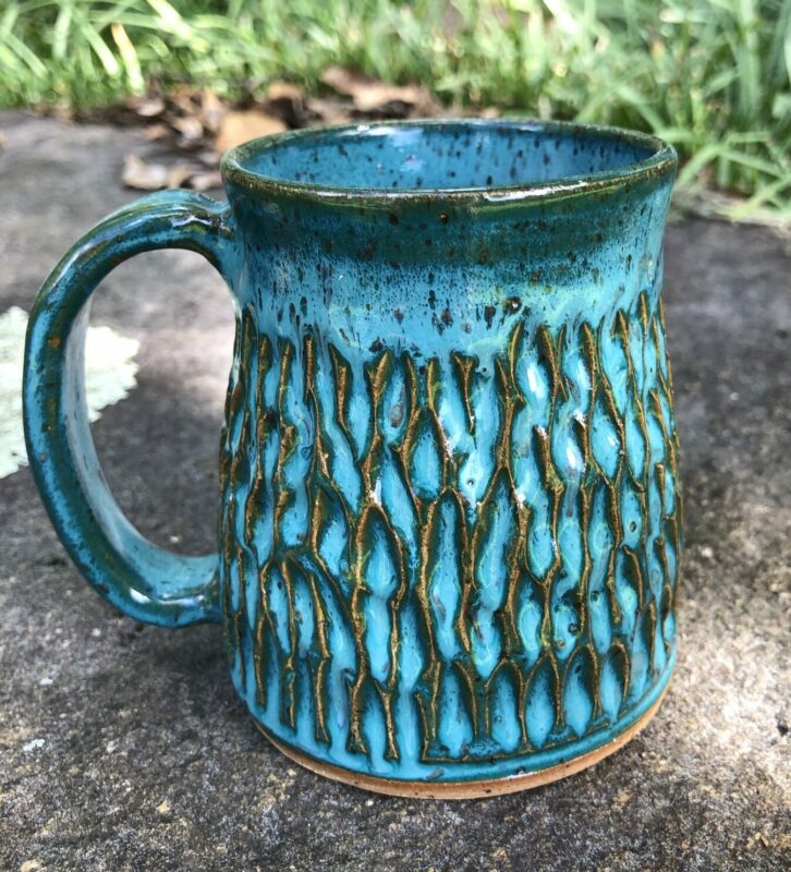 turquoise carved mug